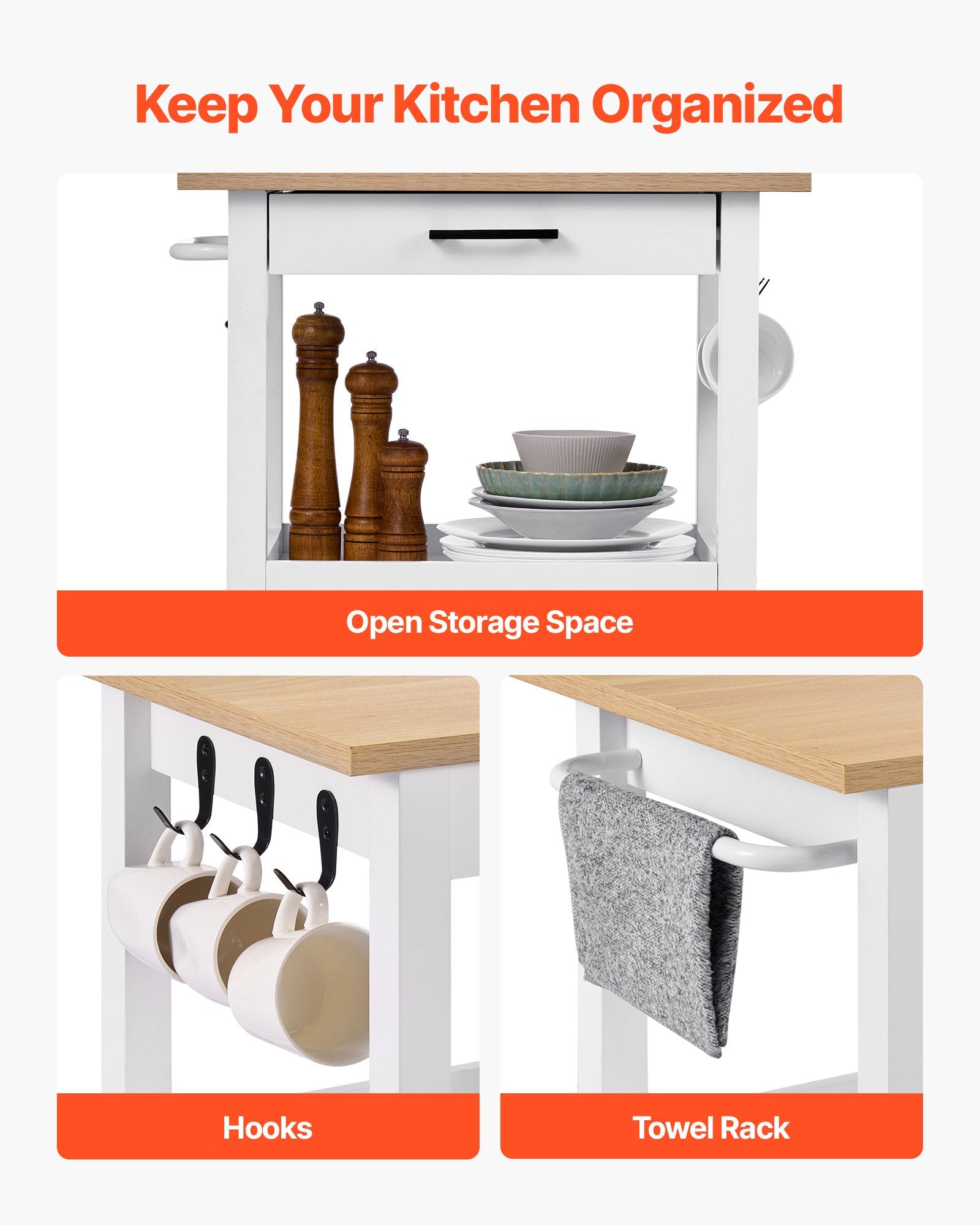 26" 2 Tier Mobile Breakfast Bar