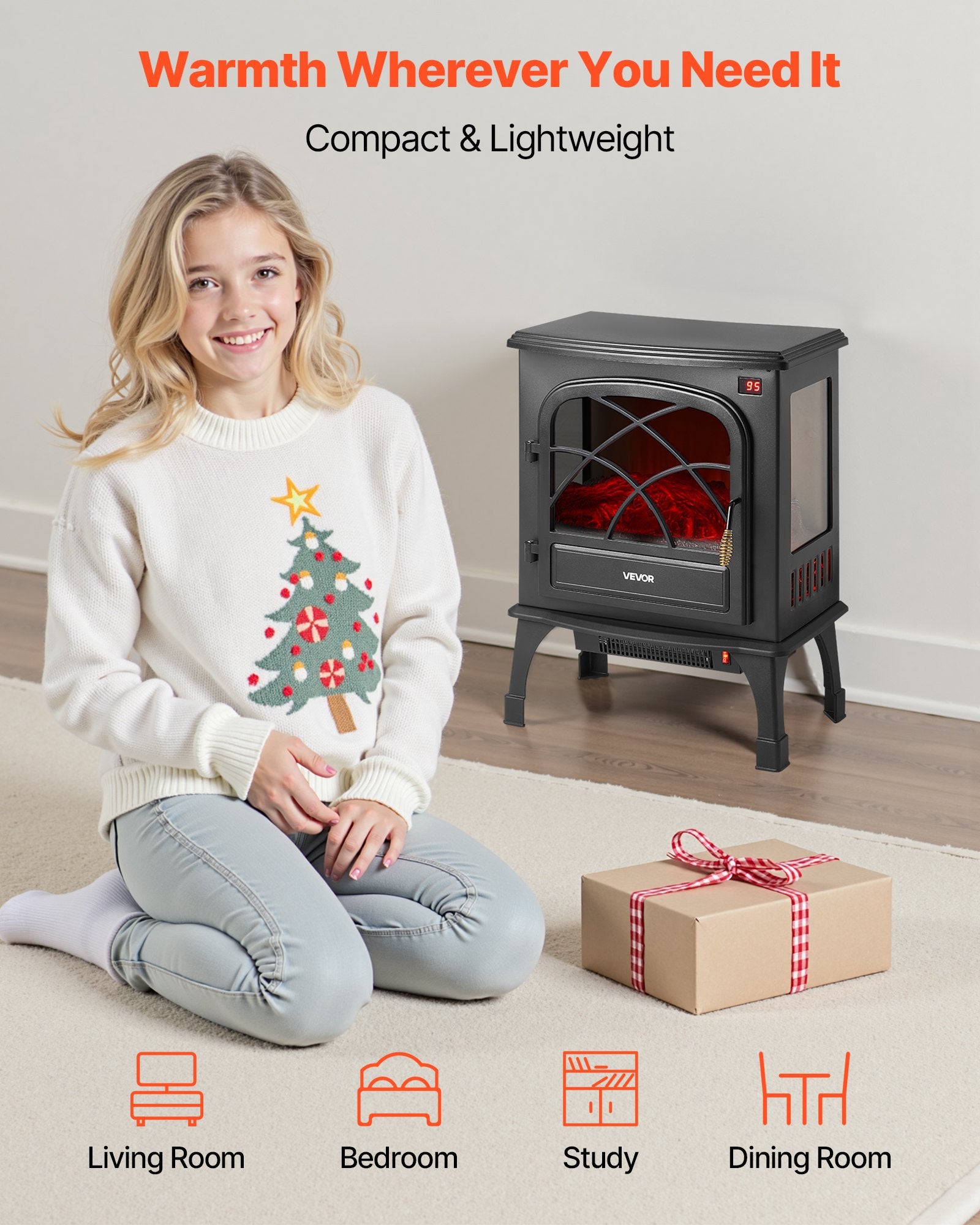 22.8" Black Stove Electric Fireplace