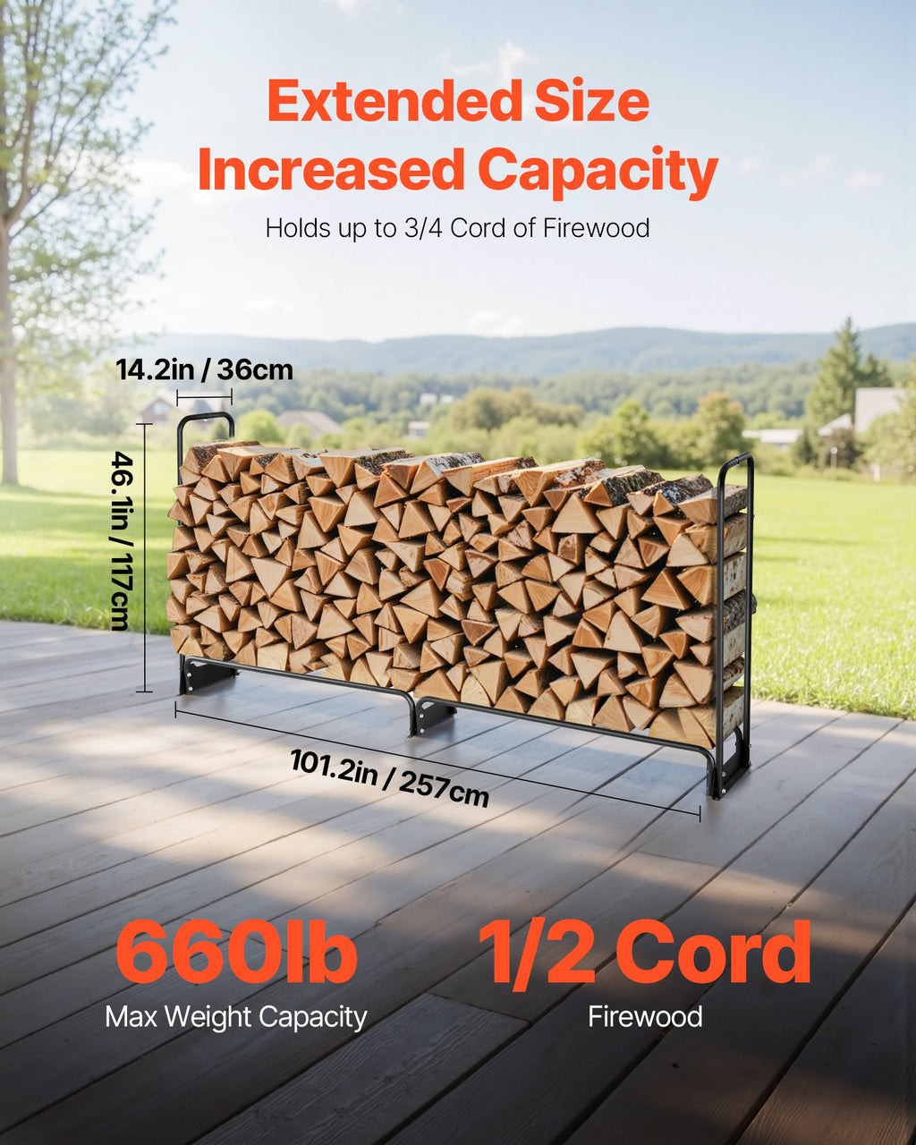 9.5'x3.5' Firewood Rack w/Cover