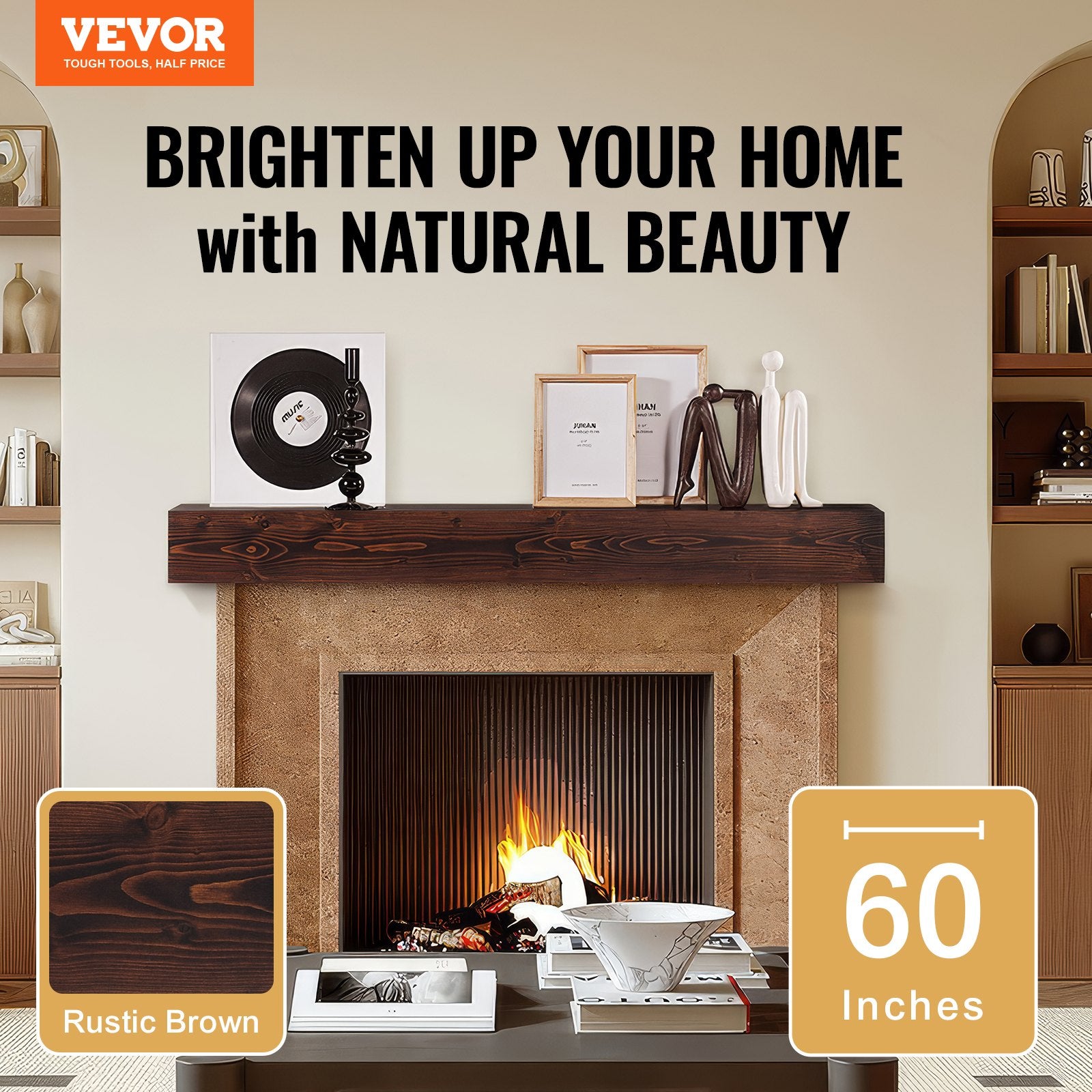 EcoHeat 60 in. Floating Mantel Shelf