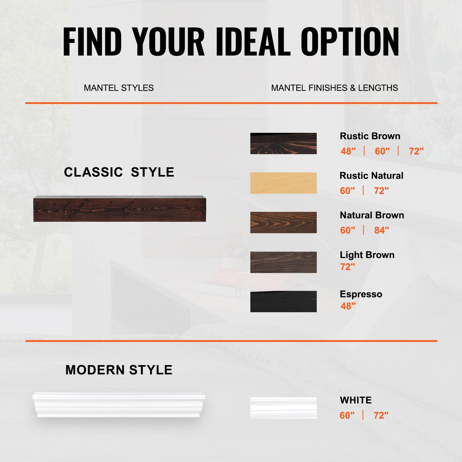 EcoHeat 60 in. Floating Mantel Shelf