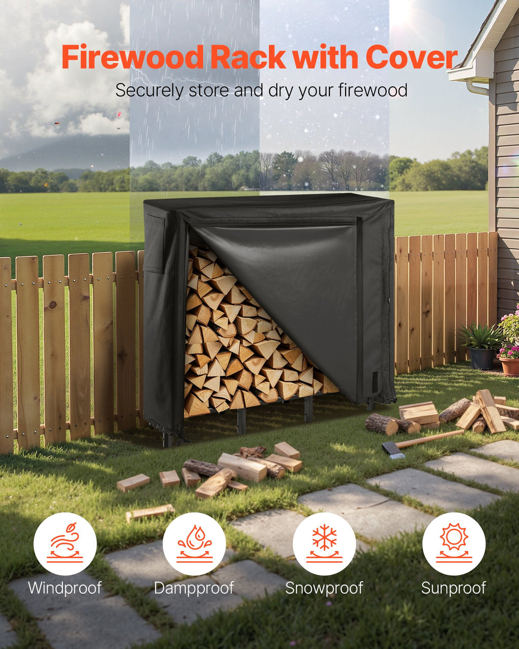 4' Firewood Rack w/Cover