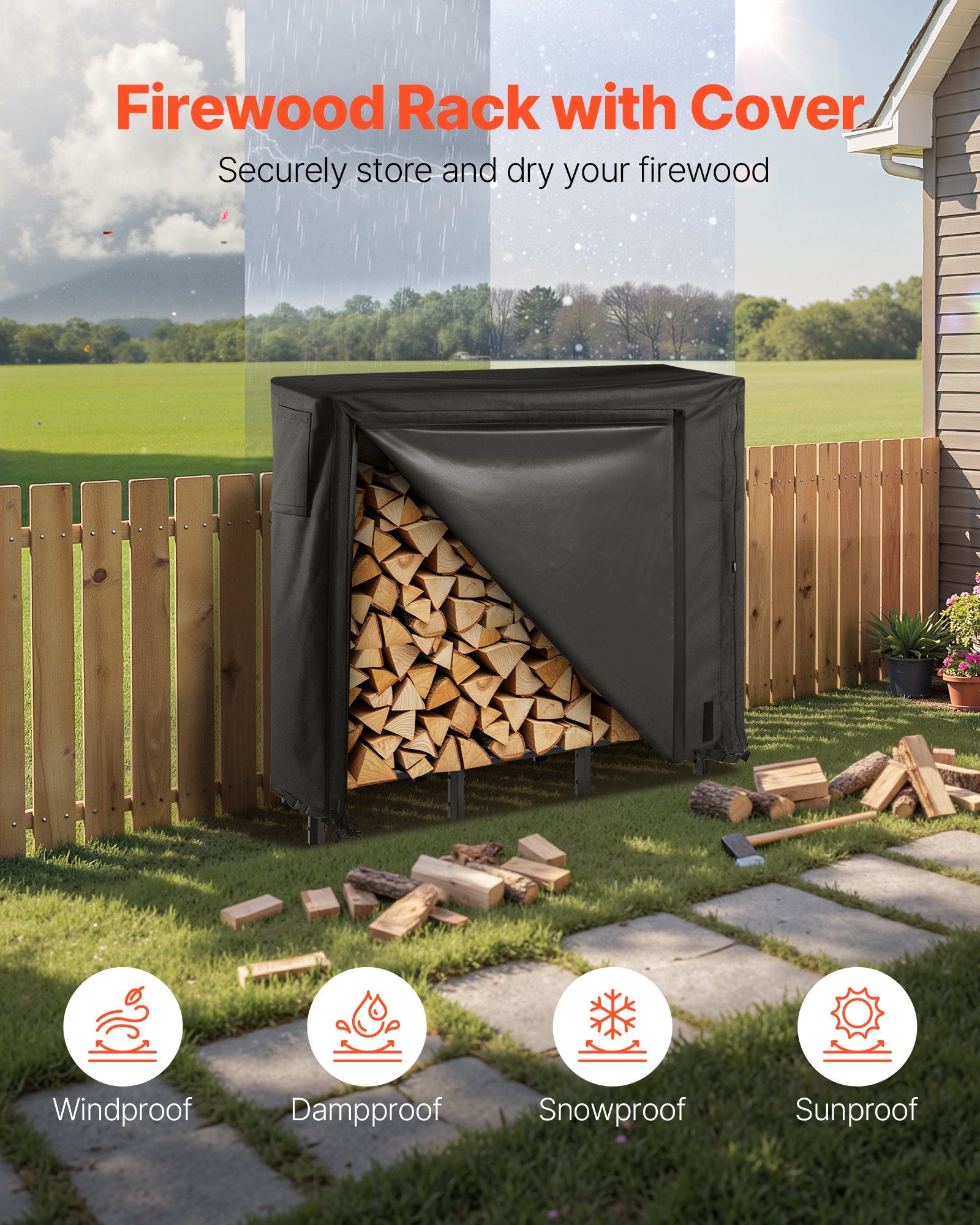 4' Firewood Rack w/Cover