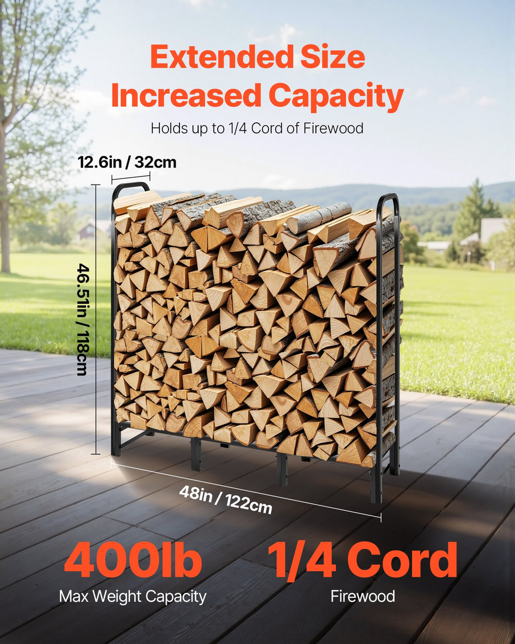 4' Firewood Rack w/Cover