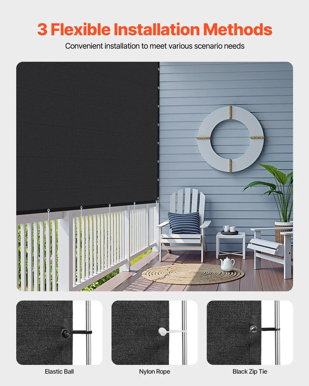 120' Outdoor Sun Shade Black