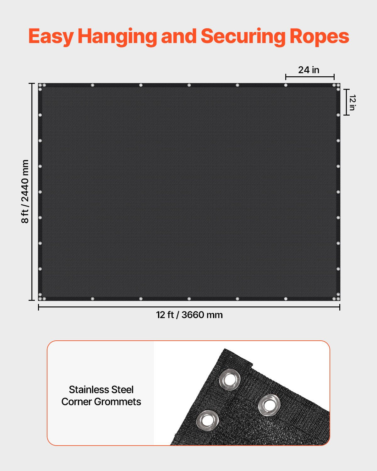 96' Outdoor Sun Shade Black