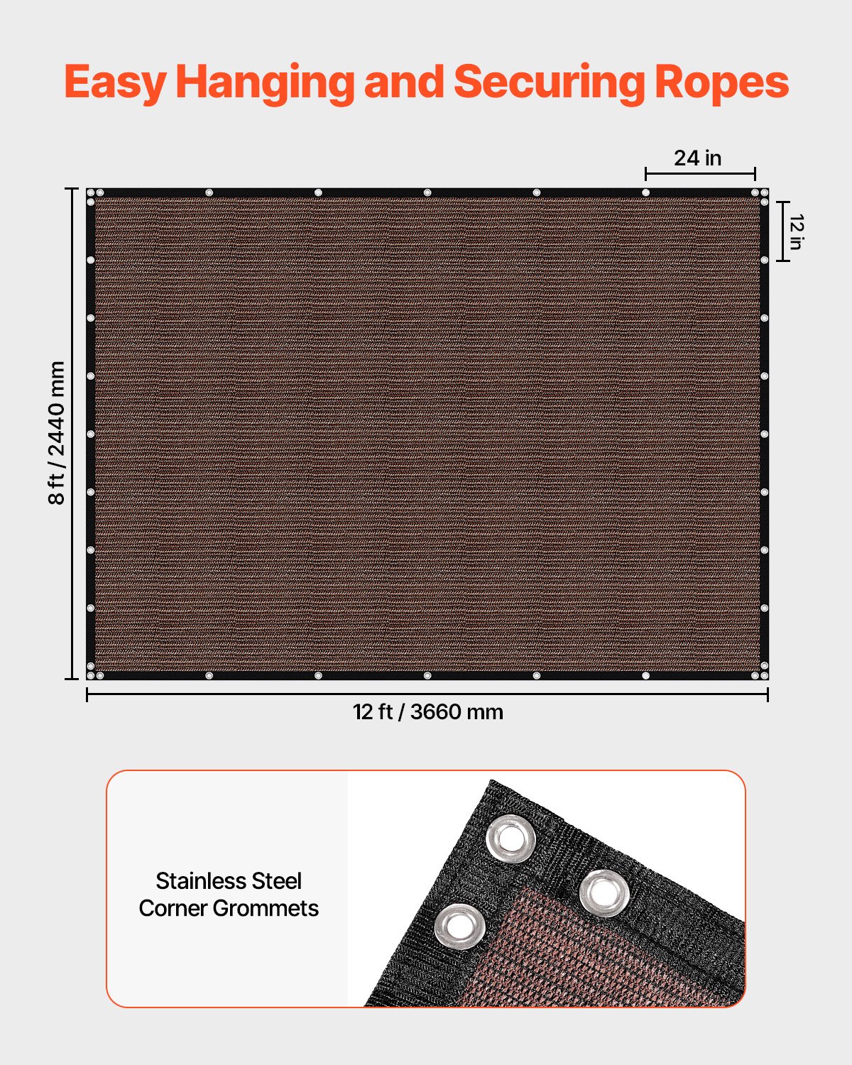96' Outdoor Sun Shade Brown