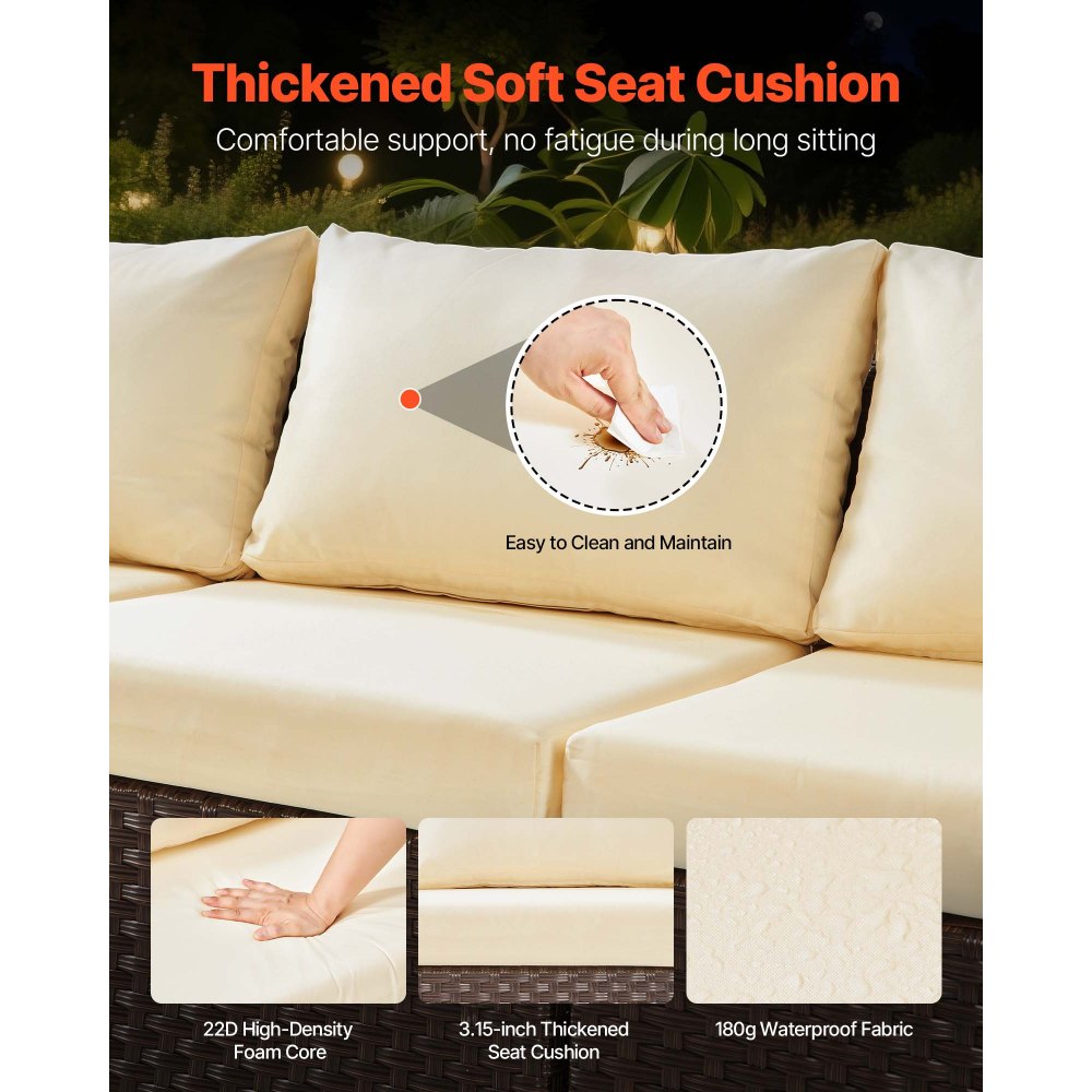 Breezee 6 Piece Recycled Composite Rattan Outdoor Conversational Set with Matching Firepit Table