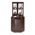 Black Walnut Corner Bar Cabinet and Wine Rack