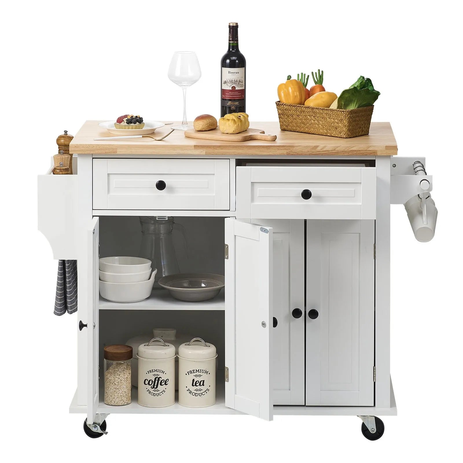 46" Premium Kitchen Island Mobile Cart